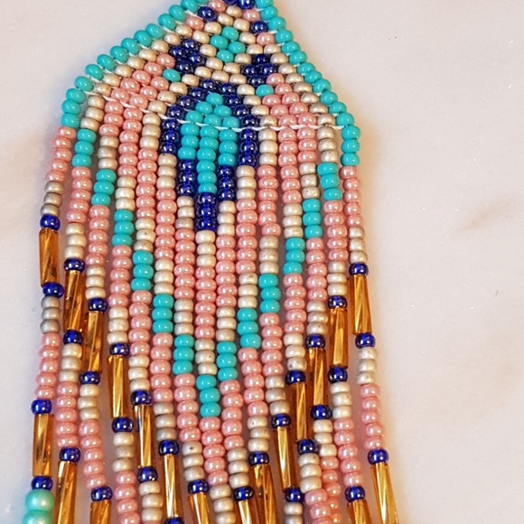 Ukrainian New Extra Large Bohemian Beaded Hippy Earrings - Picture 4 of 7